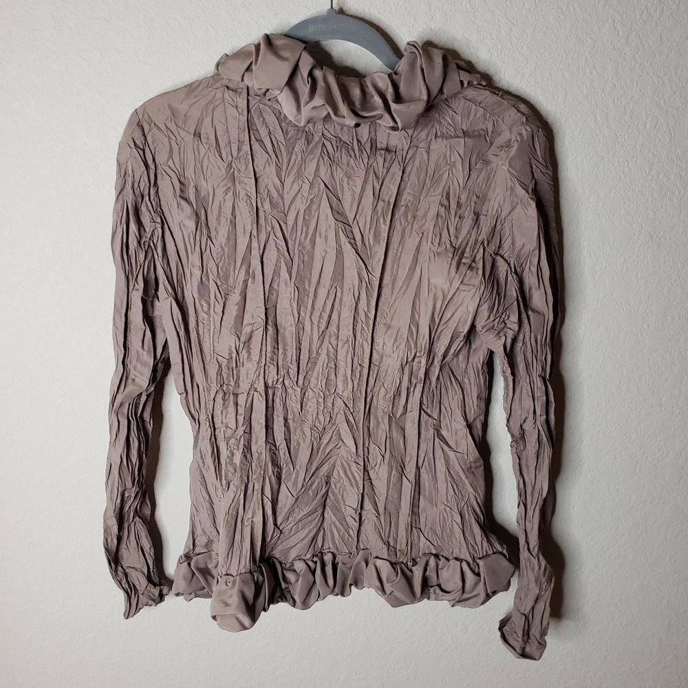Pile AU Face Womans French Size T4 (US Size 10) Wrinkle Jacket/Blouse Tan - Picture 2 of 8